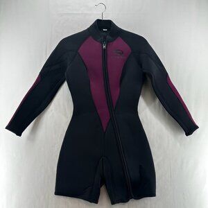 DEEP SEE Wetsuit Womens Size 5-6 Shortie Spring Suit Scuba Diving Black Purple